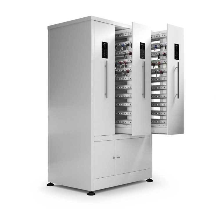 CREONE Schlüsselschrank mit mehreren Schubladen, ähnlich wie ein Apothekerschrank.