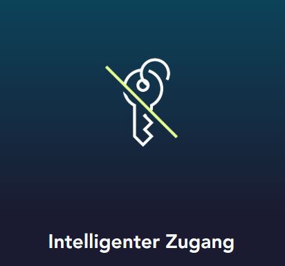 Symbol eines Schlüssels mit einem durchgestrichenen Teil, steht für intelligenten Zugang.